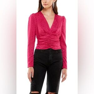 NWOT WAYF Puff Sleeve Top in Berry Size Medium